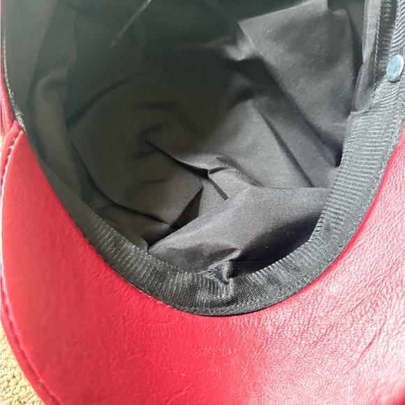 Red Leather Cap - Picture 2 of 3